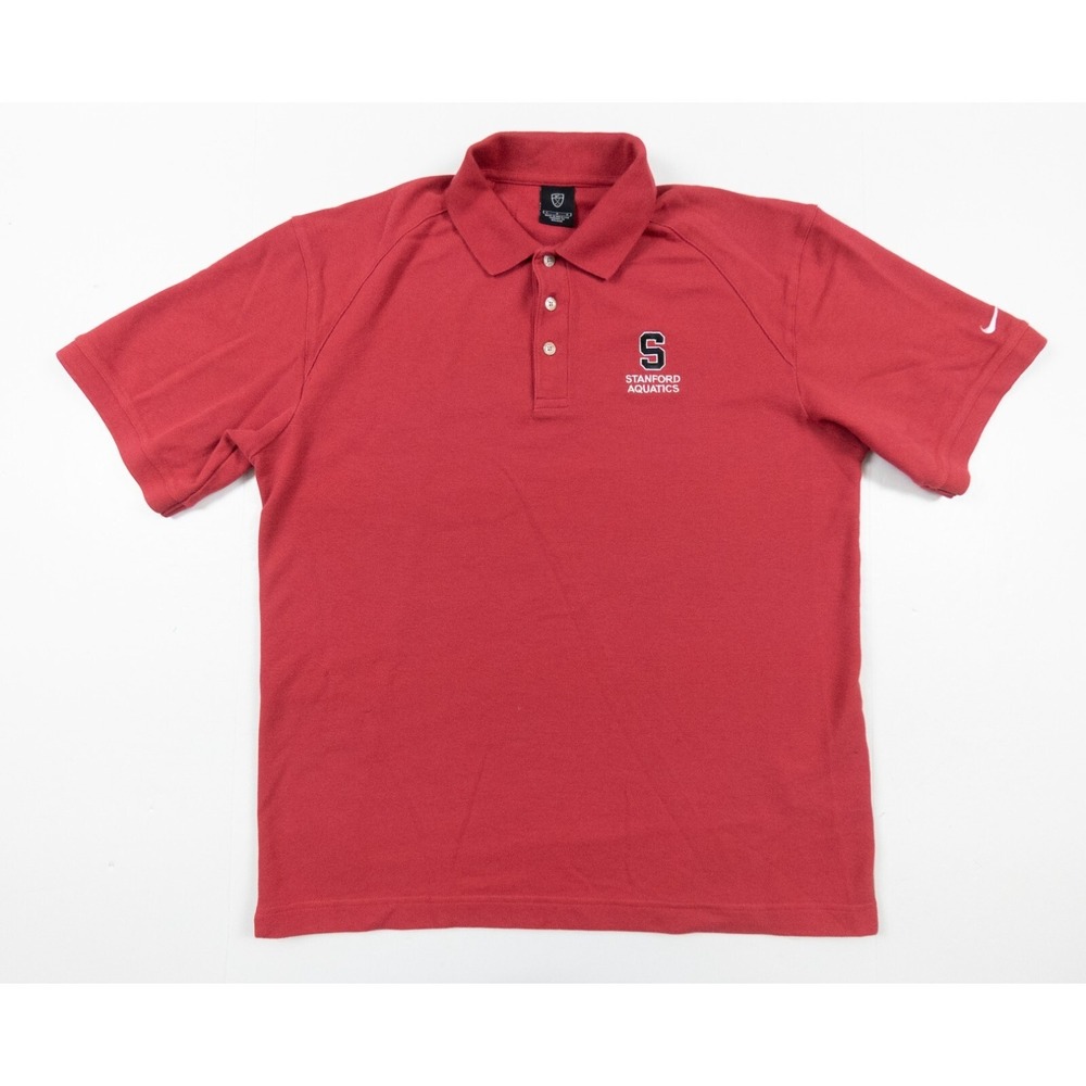 Stanford University Shirt Adult Large Red Short Sleeve Polo Aquatics Nike Golf